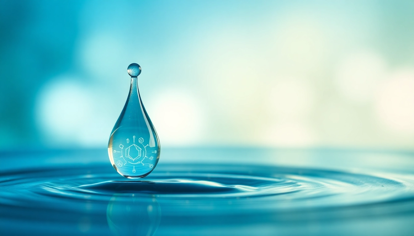 Erleben Sie die evodrop Erfahrung mit innovativen Wassertröpfchen und Technologie-Symbolen.
