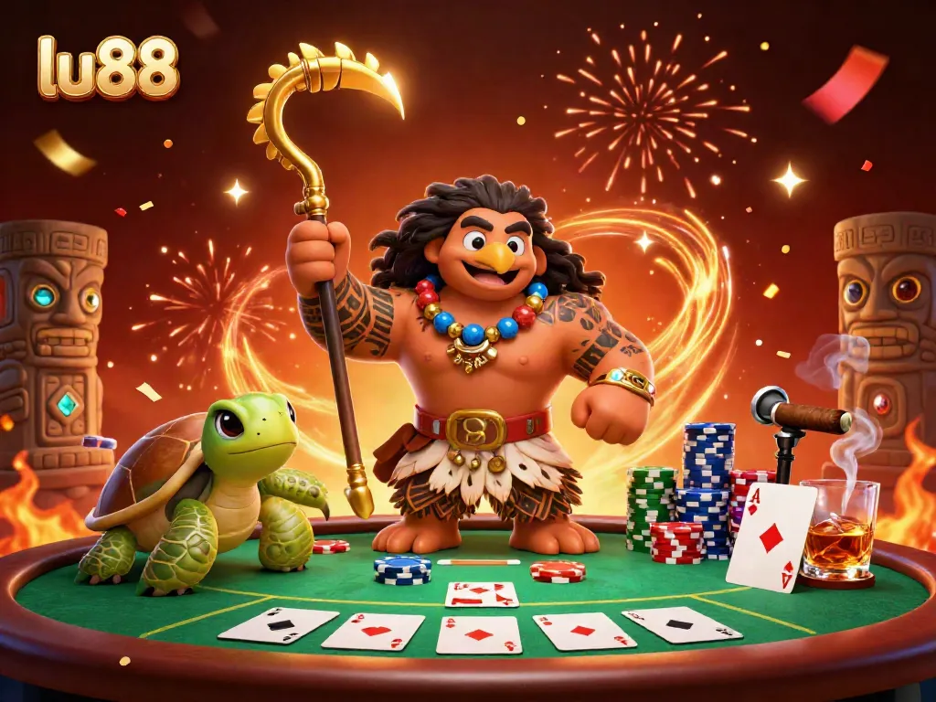 Play exciting poker hands at lu88 with vibrant colors and dynamic characters in action.