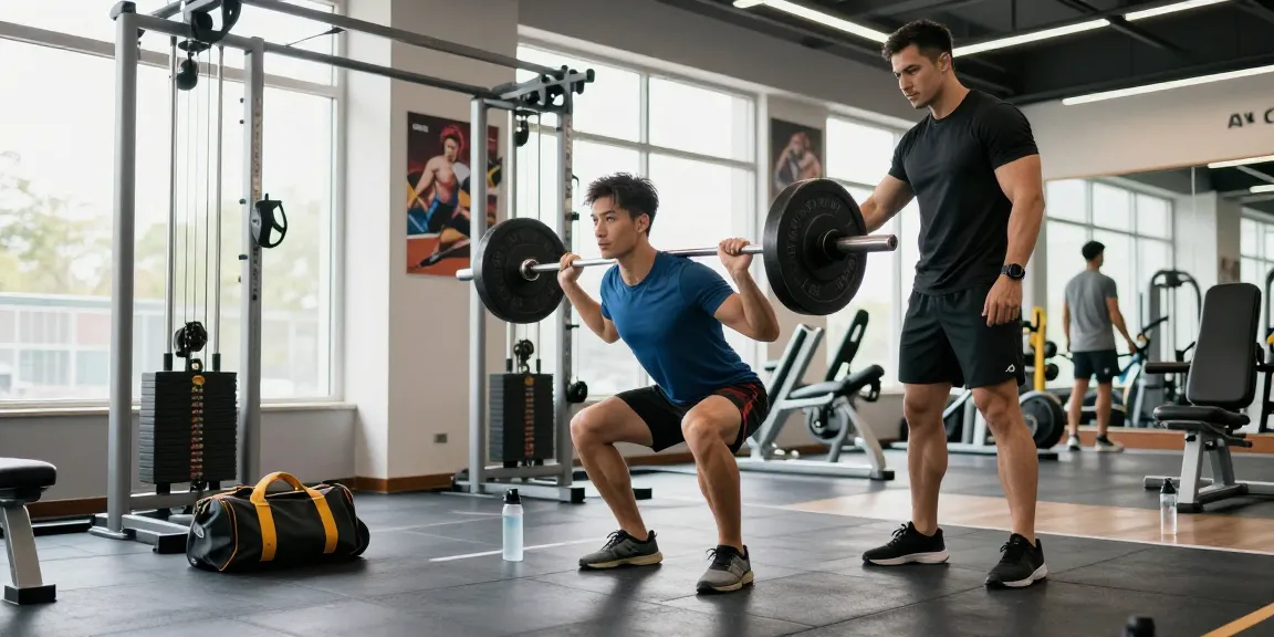 Anabolika kaufen in einem modernen Fitnessstudio mit einem athletischen Mann, der Gewichte hebt.