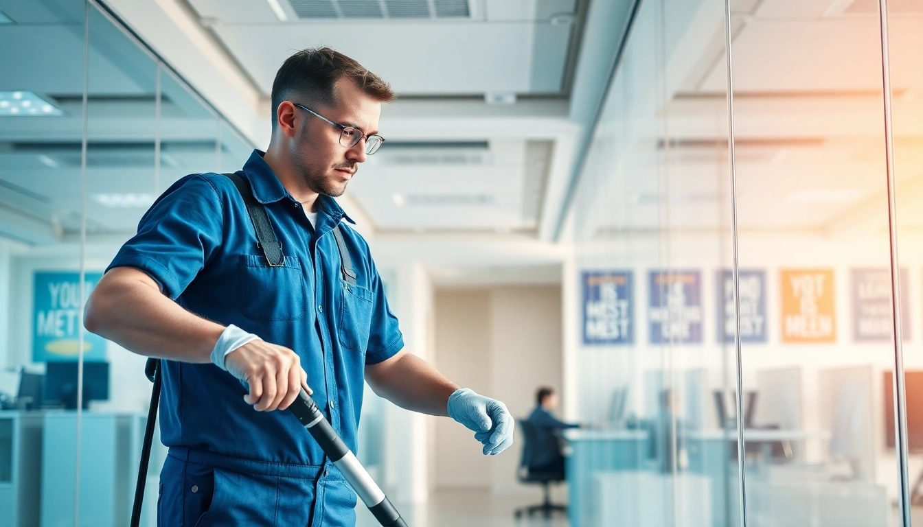 Effiziente Gebäudereinigung Ulm von einem professionellen Reinigungstechniker.