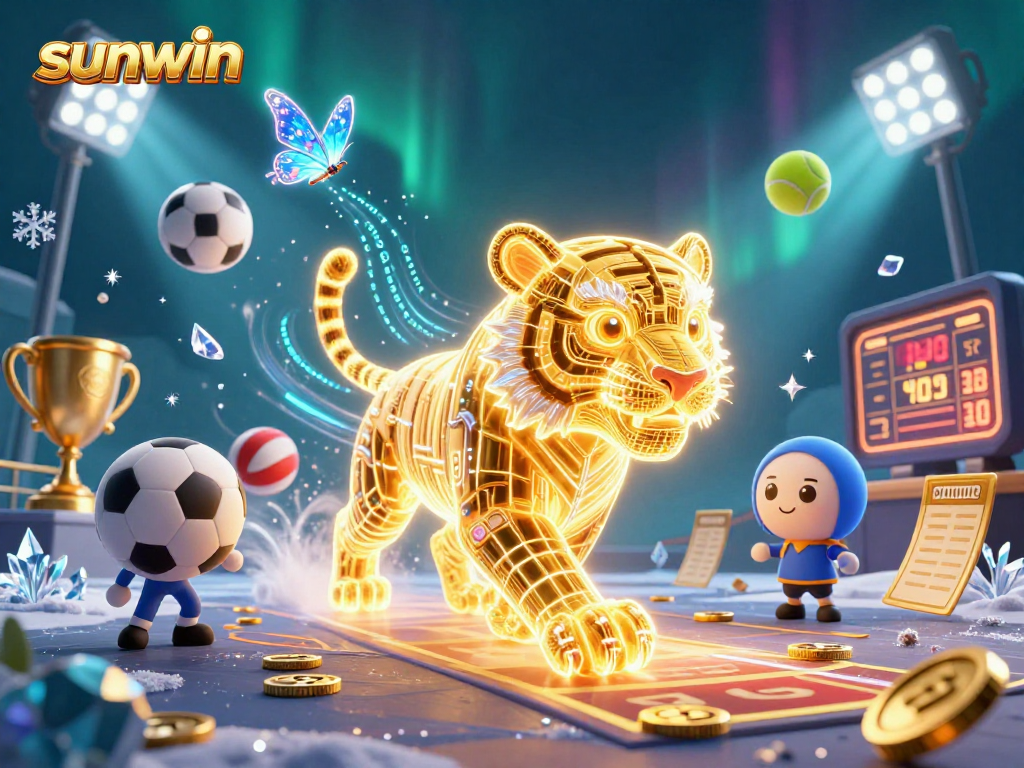 Experience the thrill of sunwin with a vibrant digital casino scene filled with dynamic elements.