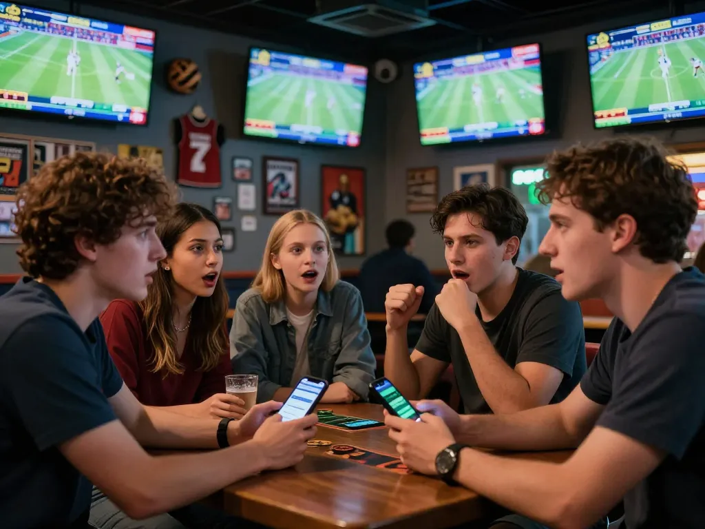 Experience intense moments of kèo nhà cái trực tiếp as friends place bets on live sports at a vibrant sports bar.