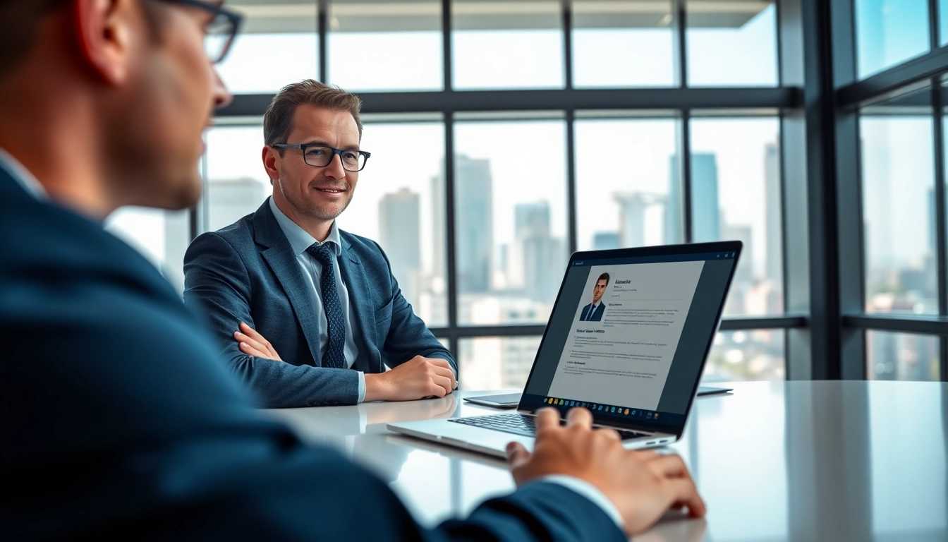 Headhunter IT in a modern office environment conducting a video call.