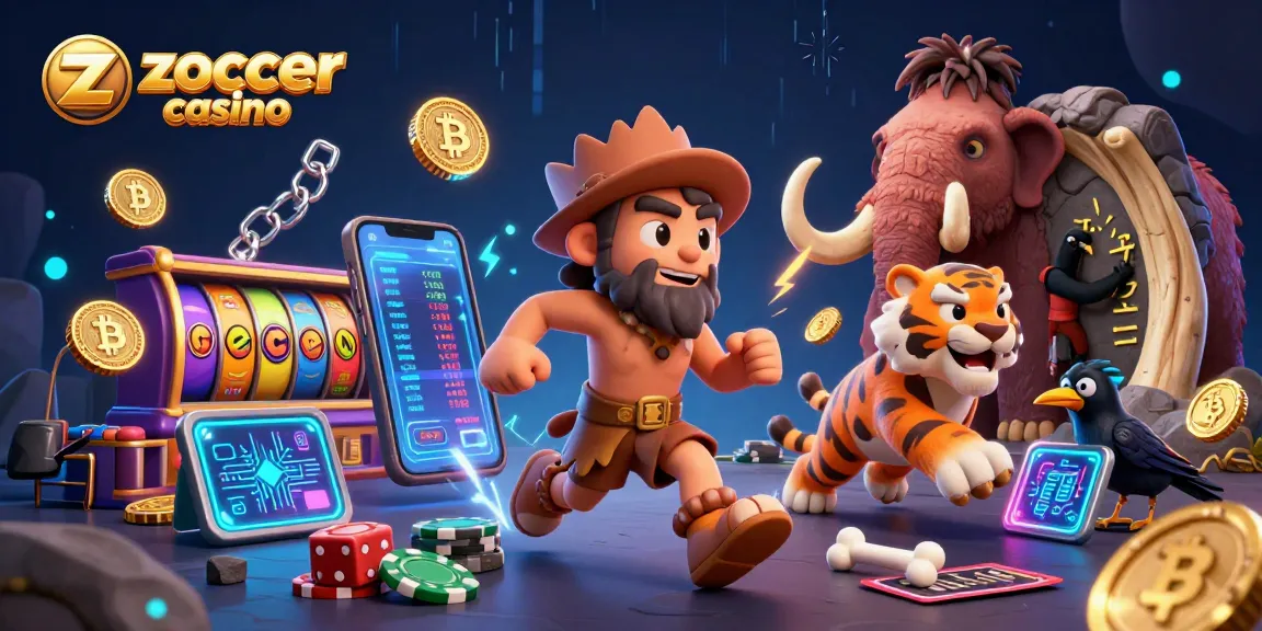 Experience the thrill of zoccer casino with an exciting prehistoric gaming scene filled with vibrant elements.